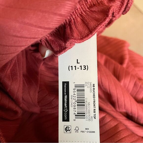 NEW No Boundaries Ruched Front Ribbed Shirt Coral Short Sleeve Junior's Large - Picture 6 of 6